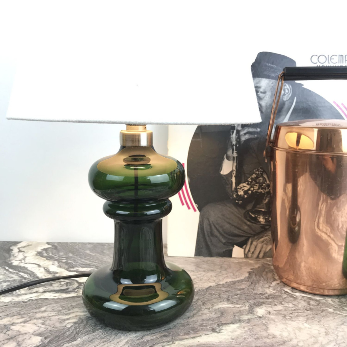 Grøn Holmegaard Granny vintage bordlampe. Fri